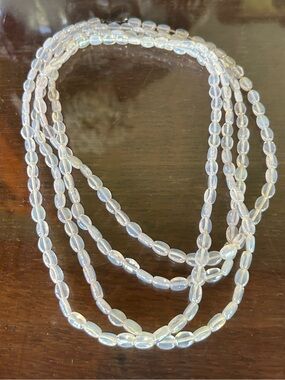 Art Deco 1920 Clear Beaded Flapper Necklace Sterling silver